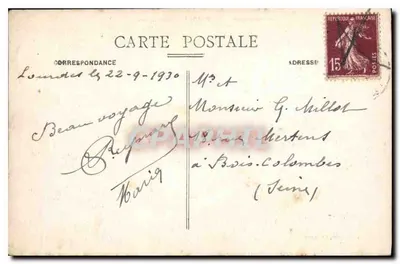 Lourdes - L'Esplanade — statua dell'angelo e chiesa — editore Sirey, n° 77 — Verso