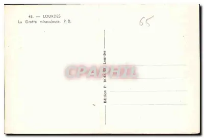 Lourdes — La Grotte miraculeuse — Édition P. DOUTET, Lourdes — Verso