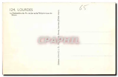 Lourdes — O Funicular do Pic du Jer e o Teleférico do Béout — Éditions d'Art C.L.D., Lourdes — Verso