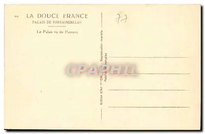 Pałac w Fontainebleau — Widok z parteru — Wydawnictwo Art Yvonne — Rewers