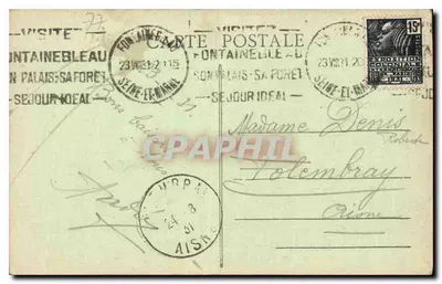 Quarto de dormir de Napoleão I — Palácio de Fontainebleau — editor não identificado, n° 69 — Verso
