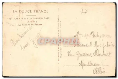 O Palácio de Fontainebleau — visto do Pátio — Les Éditions d'Art YVON, Paris — Verso
