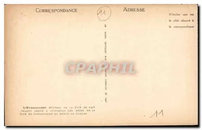 Carcassonne — Widok miasta w dzień zapalania — LL. n°126 — Rewers