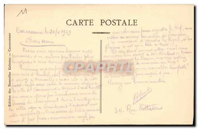 Cidade de Carcassonne — Conjunto da Porta de l'Aude — Edição das Novas Galerias — Verso