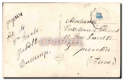 Santa Bárbara — Menina segurando um buquê de rosas — PC Paris 535 — Verso