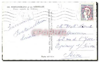 Palácio de Fontainebleau — Diversos aspectos do Castelo — Éditions d'Art « Guy » — Verso