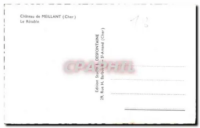 Kasteel van Meillant (Cher) — Het Rétable — Uitgave J. Desfontaine — Achterkant