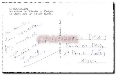 Le Roussillon — Abadia de São Martinho do Canigou — editor A. L'Hoste, Paris — Verso