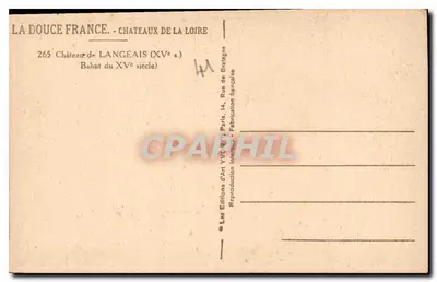 Kasteel van Langeais — meubel uit de 15e eeuw — Les Éditions d'Art YVC, Parijs — Achterkant