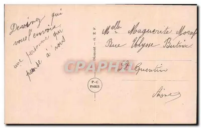 Homem de terno segurando uma rede de pesca — texto impresso — editor P-C Paris, n° 3023 — Verso