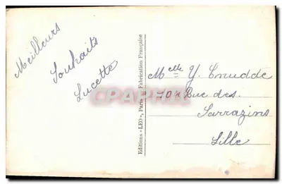 Jovem mulher sorridente — com buquê de rosas — edição LEO, Paris, n° 5797 — Verso