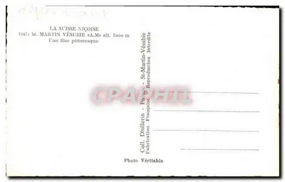 St-Martin-Vésubie — Rua pitoresca — Coleção Dhillerin, Foto Francesa — Verso