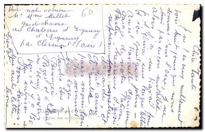 Bilhete postal antigo Clermont de l'Oise a igreja visto do Donjon — Verso
