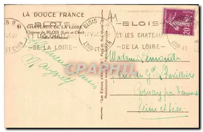 Zamek w Blois — Sala Honorów — Wydawnictwo Sztuki 'La Douce France' — Rewers