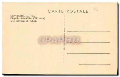 Montoire (L.-et-Ch.) — Chapelle Saint-Gilles (XIe siècle) — Héliogravure Goblier Macon — Verso