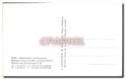 Auch (Gers) — Katedra — Statuy drewniane z XVI wieku — L. Chatagneau, Bordeaux — Rewers