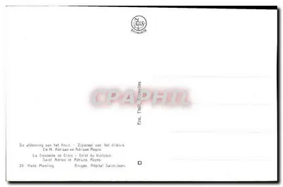 Spadanie Krzyża — Pokrycie tryptyku. Święty Adrien i Adriaan Reyns. — Ern. Thill, Bruksela — Rewers