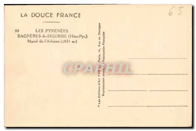 Les Pyrénées — Bagnères-de-Bigorre (Massif de l'Arbizon, 2831 m) — Les Éditions d'Art YVO, Paris — Verso