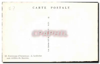 Défilés de Ruoms — Ardèche — Les Cartes A.P.A. FOUX — Rewers
