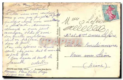 Bilhete postal antigo Vrigne aux Bois Avenue Jean Jaures — Verso