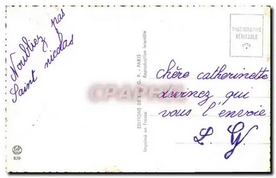 Mujer sonriente sosteniendo un ramo — Éditions de Luxe G.P. Paris — n° 539 — Reverso