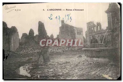 L'ARGONNE — Ruínas de Avocourt — Imp. Deley, Paris