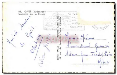 Givet (Ardennes) — Panorama sobre a Meuse — Edição MAGE — Verso