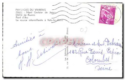Paisagens do Vivarais — Les Éditions J. GELLARD, Montélimar — Verso