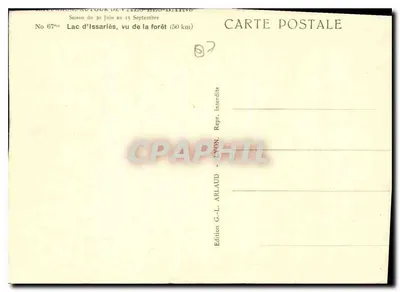 Lago de Issarlès, visto da floresta — Edição G.-L. Arlaud - Lyon, n° 67 — Verso