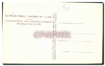 Castelo de Blois — Ala de Luís XII e a Capela — Éditions D'Art Yvon, Paris — Verso