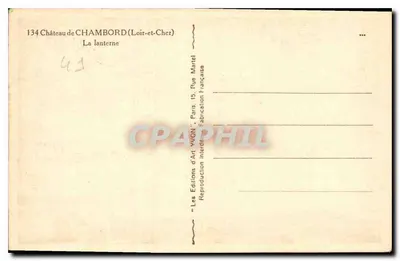 Zamek w Chambordzie — Latarnia — Les Éditions d'Art Martel — Rewers