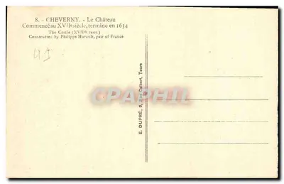 Cheverny — O Castelo — E. DUPRÉ, Tours — Verso