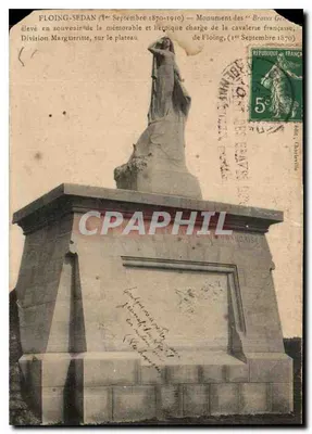 Bilhete postal antigo Flong Sedan Monument dos Bravos