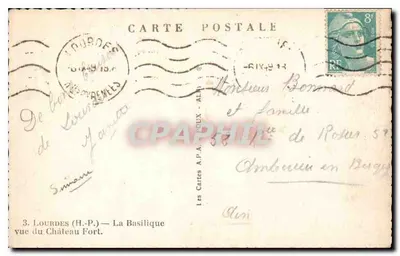 LOURDES (H.-P.) — De Basiliek gezien vanaf het Sterkste Kasteel — De Ansichtkaarten A.P.A. POUX - ALBI — Achterkant