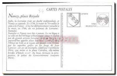 Nancy - Hotel de Ville (século XVIII) — La Lorraine illustrée, editor Inhumemories Réunies, n°1 — Verso