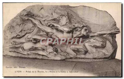 LYON — Palais de la Bourse, le « Rhône et la Saône », bas-relief — Garrier, édit. Dépasse