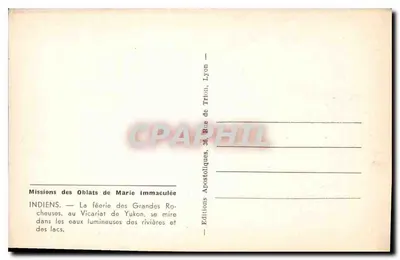 Lagos e montanhas das Grandes Rochosas — Missões dos Oblatos de Maria Imaculada, Lyon — Verso