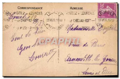 Lourdes — Widok na Bazylikę i rzekę Gave — n°30 — Rewers