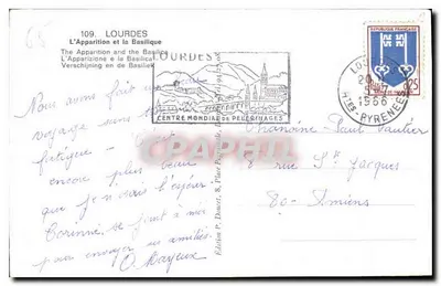 Lourdes — Verschijning en Basiliek — Uitgave P. Douet, n°109 — Achterkant