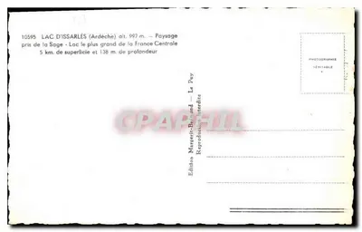 Lago de Issarlès (Ardèche) — Paisagem — Édition Marierit-Béron — n° 10595 — Verso