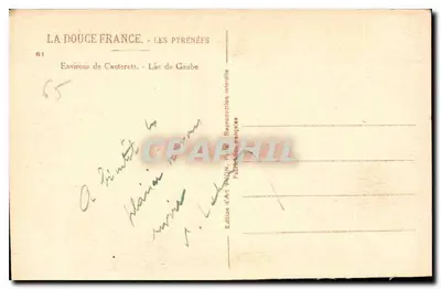 Lago de Gaube — Arredores de Cauterets — Edição de Arte Francesa — Verso