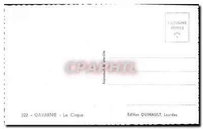 Gavarnie - Le Cirque — Édition Quinault, Lourdes, n° 222 — Rewers
