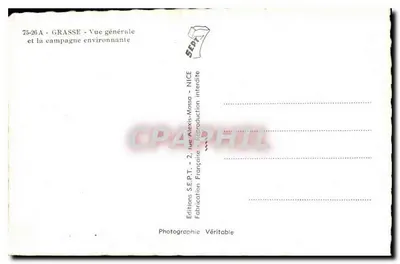 Grasse — Vista geral e a campina circundante — Edições S.E.P.T. - 2, rue Alexis-Mossa - Nice — Verso
