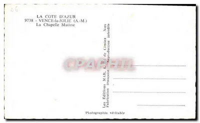 La Chapelle Matisse — Vence-la-Jolie (Alpes-Maritimes) — Éditions MAR — Rewers
