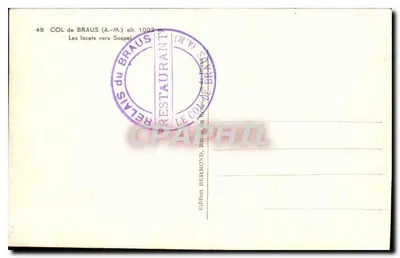Os lacetes em direção a Sospel — Col de Braus (A.-M.) alt. 1002 m — Edição Bermond — Verso