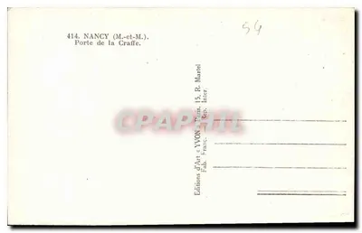 Nancy (Meuse) — Brama Craffe — Éditions d'Art YVON, Paris — Rewers