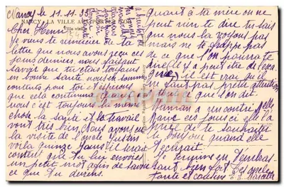 Nancy, miasto z złotymi bramami — widok ulicy République z katedralą — wydawca: C. R. G. (Nancy) nr 154 — Rewers
