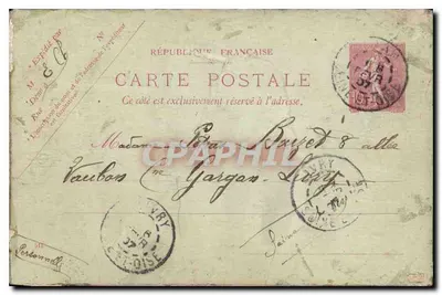 Íris — desenho a ocre sobre fundo cinza — Carte postale francesa — Verso