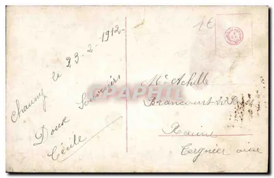 Młoda kobieta w długim stroju — scena ogrodowa — wydawca Lassé, nr 3331/1 — Rewers