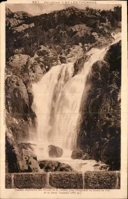 Cascata superior das Bézines ou de Saliens perto do Hospital — Arredores de Ax-les-Thermes — Fototipo Labouiche Frères Toulouse